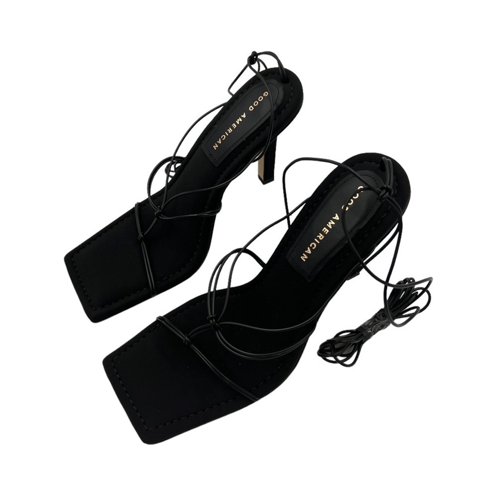NIB GOOD AMERICAN Cage Slanted Sandals Neoprene Black 8 - Picture 6 of 11